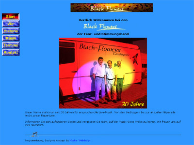 Die Grafik zeigt einen Screenshot der Internetseite der Black Flowers